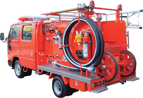 消防車 小型動力ポンプ付積載車 シバウラ防災製作所